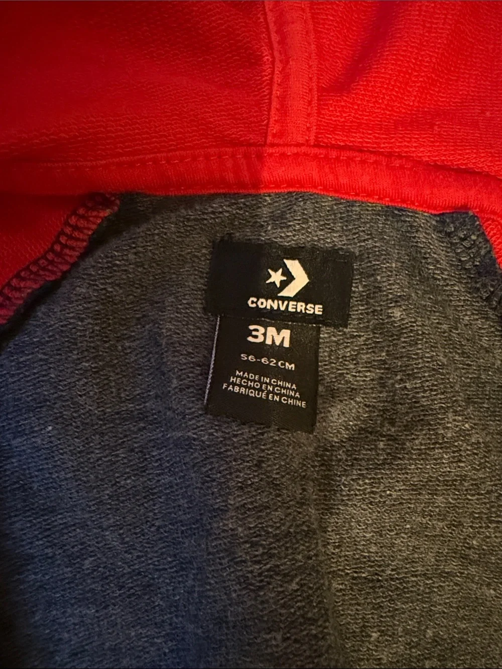 Converse Red and Navy Hooded One-Piece Bodysuit